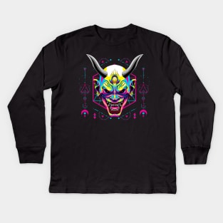 oni head mask popart Kids Long Sleeve T-Shirt